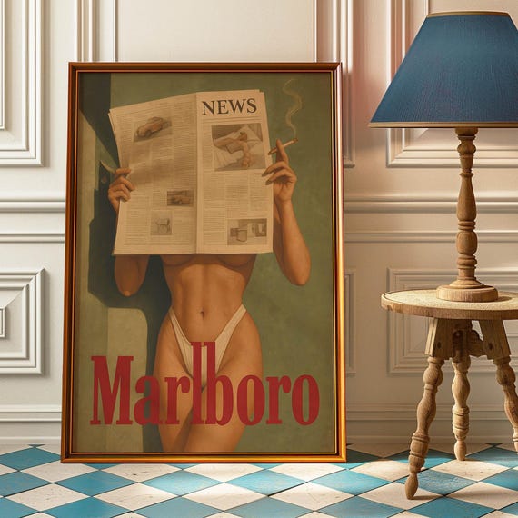 Vintage Cigarette Western Poster Print Retro Marlboro Art Model Bikini Preppy Posters