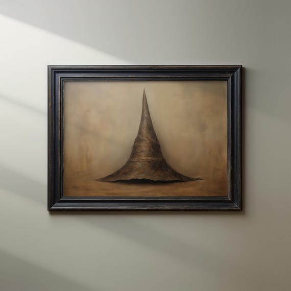 Vintage Witch Hat Art Print, Spooky Halloween Decor