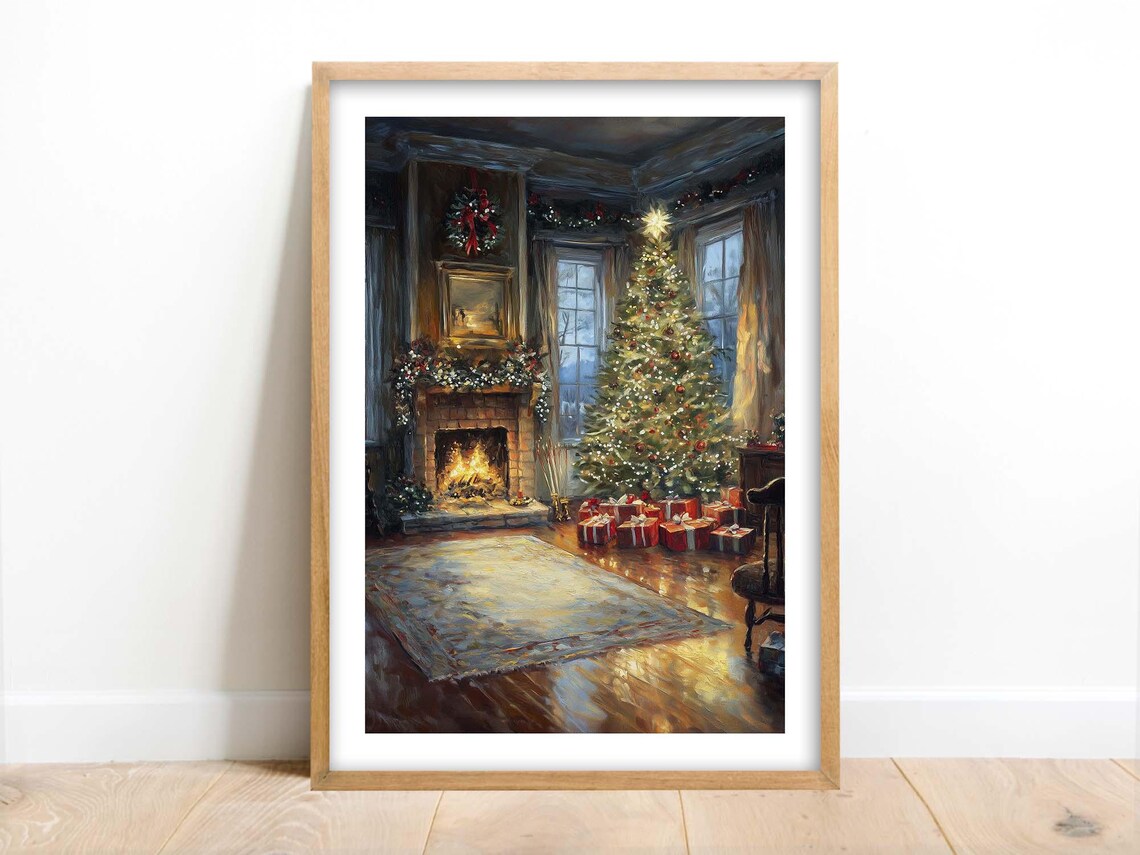 Christmas Living Room Winter Art Print, Holiday Decor - Image 3