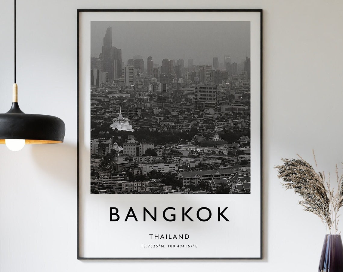 Bangkok Travel Print Bangkok Travel Poster Thailand Print Travel Art Travel Decor Black And White Photographic Print - Image 2