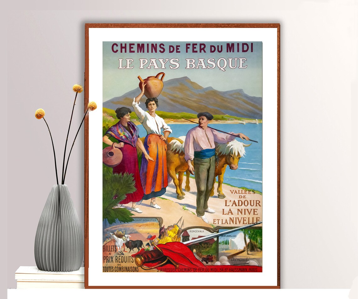 Le Pays Basque Chemins de Fer du Midi Vintage French Travel Poster
