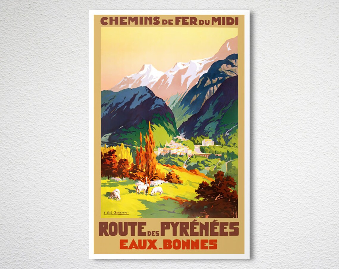 Route De Pyrenees Eaux Bonnes Vintage Travel Poster - Image 2