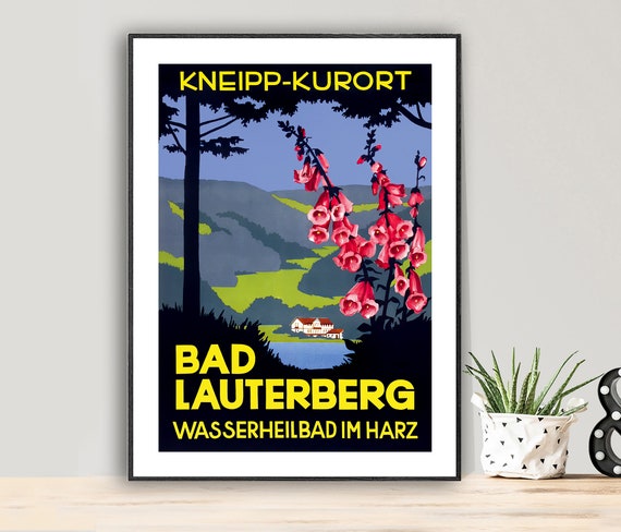 Bad Lauterberg Wasserheilbad Im Harz Germany Vintage Travel Poster Poster Paper Or Print Gift Idea