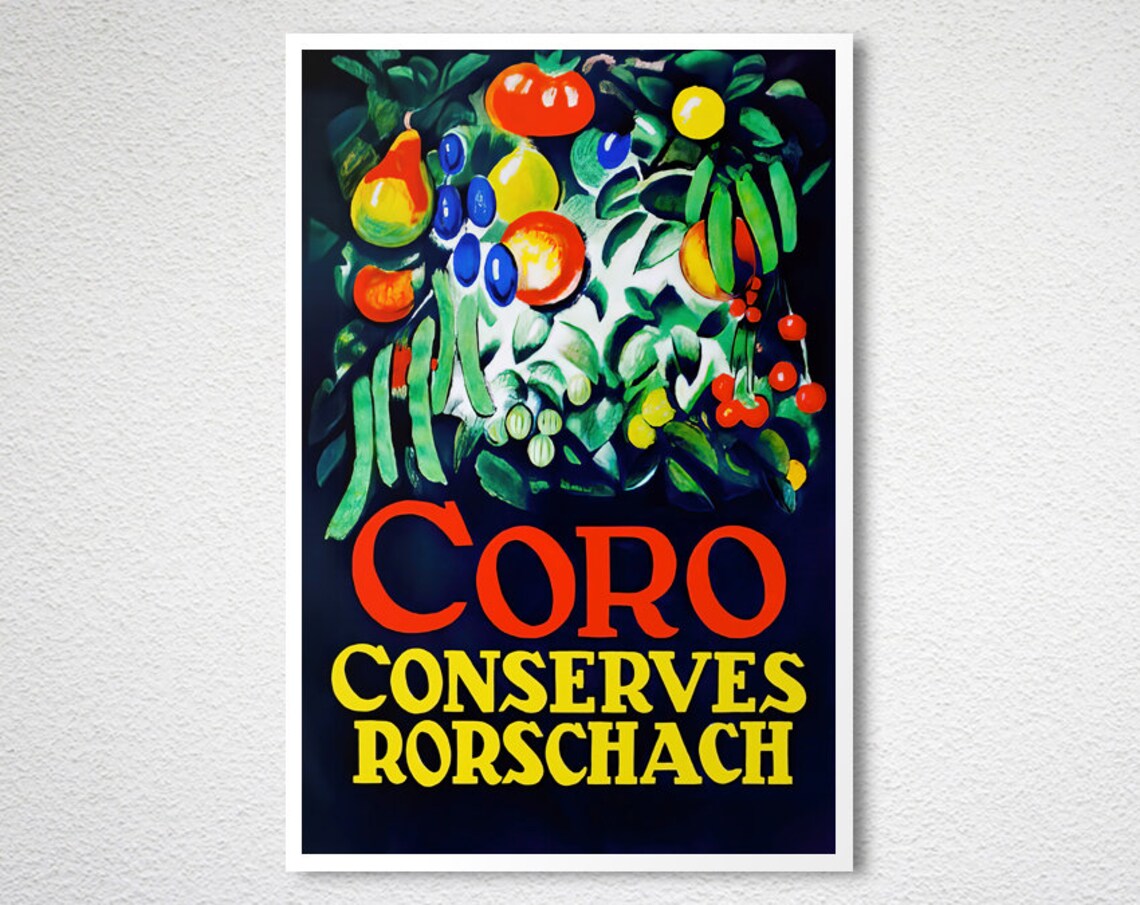 Coro Conserves Rorschach Fruit Harvest Swiss Food Ad Vintage Poster - Image 2