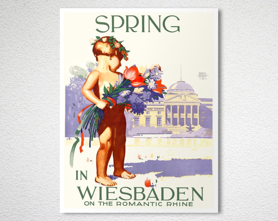 Spring In Wiesbaden Germany Vintage Travel Poster - Image 2