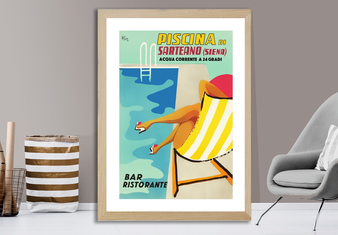 Piscina Di Sarteano Vintage Travel Poster, Italy - Image 2