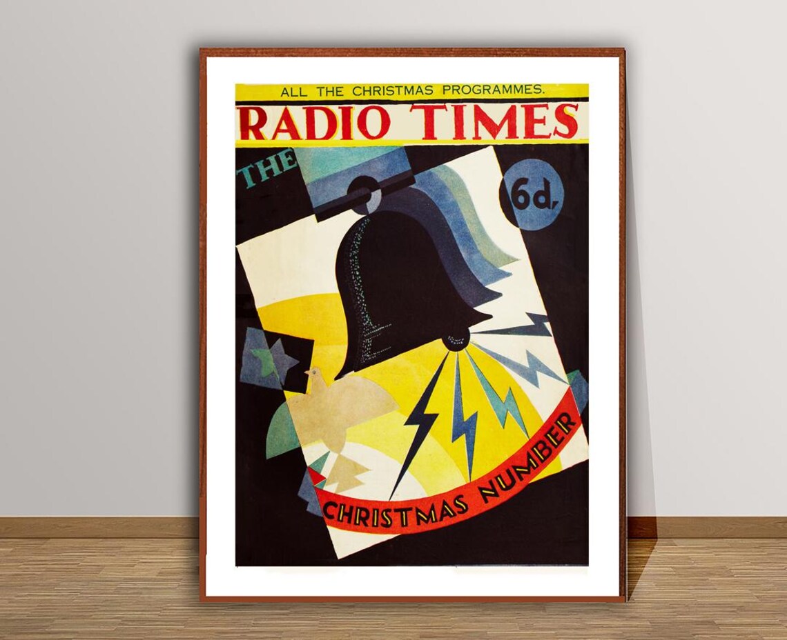 Radio Times Christmas Number Art Deco Bell Vintage Magazine Poster - Image 2