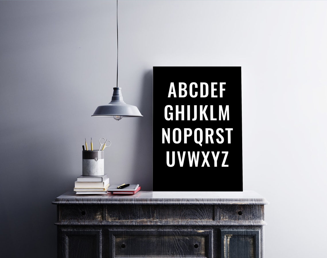 Alphabet Letters Black Background Modern Typography Design Poster - Image 3