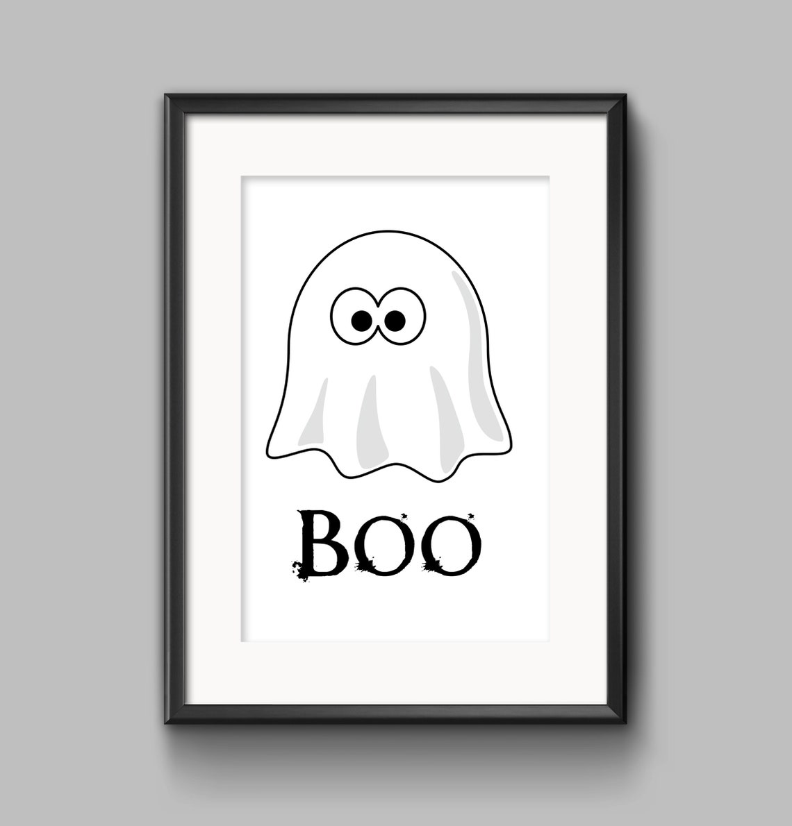 Cute Boo Ghost Minimalist Halloween Party Spooky Decor Poster Art