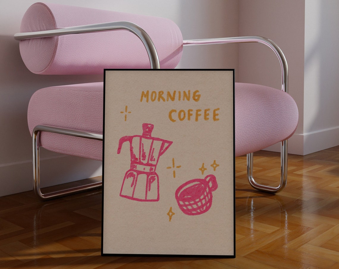 Moka Pot Art Print Colorful Italian Coffee Illustration