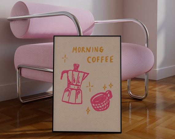 Moka Pot Art Print Colorful Italian Coffee Illustration