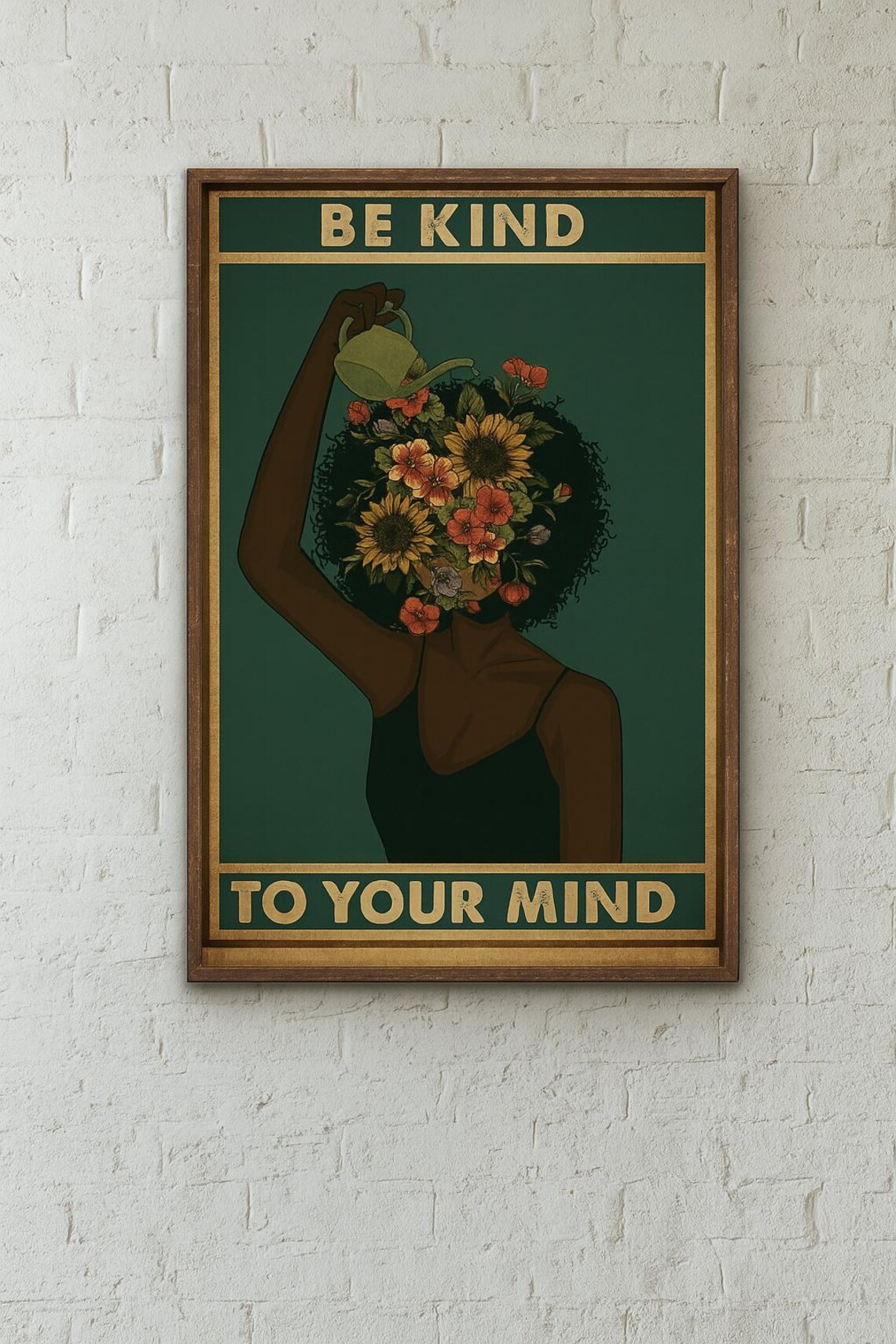 Be Kind To Your Mind Woman Watering Flowers Mental Health Poster