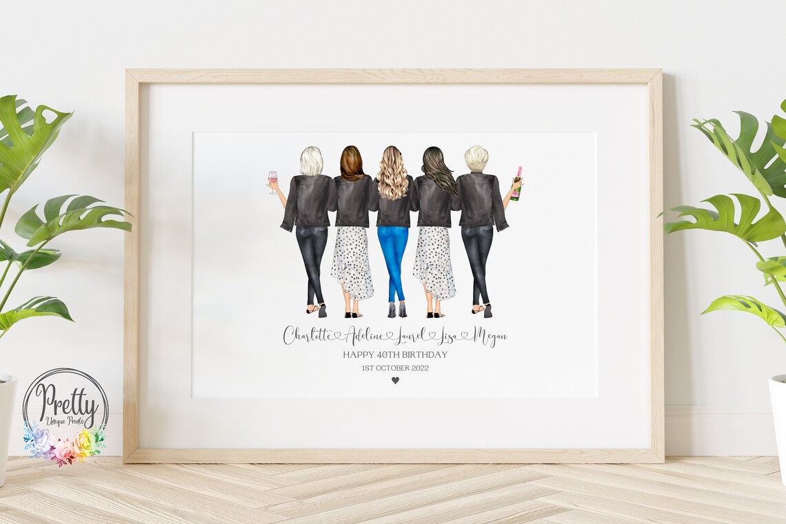 40th Birthday Friendship Art Print, Best Friend Gift