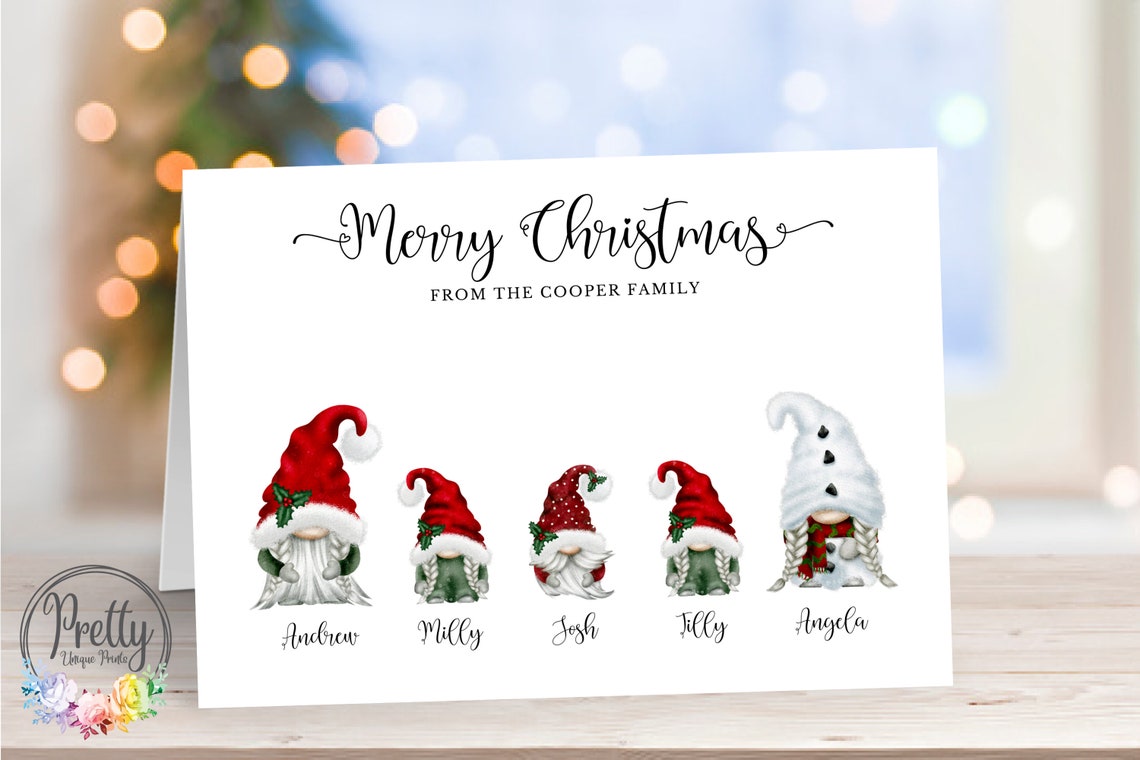 Personalised Family Gnome Christmas Card Pack Family Christmas Cards Gnome Christmas Cards Gonk Christmas Cards Family Xmas Cards