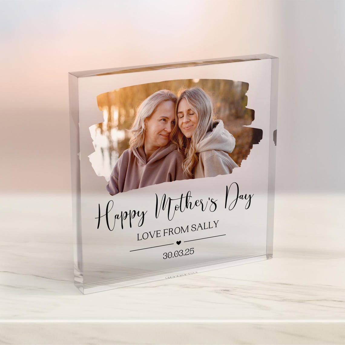 Happy Mothers Day Acrylic Photo Keepsake Two Generations Print