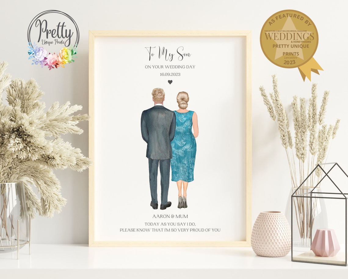 Personalised To My Son On Your Wedding Day Mother Groom Print