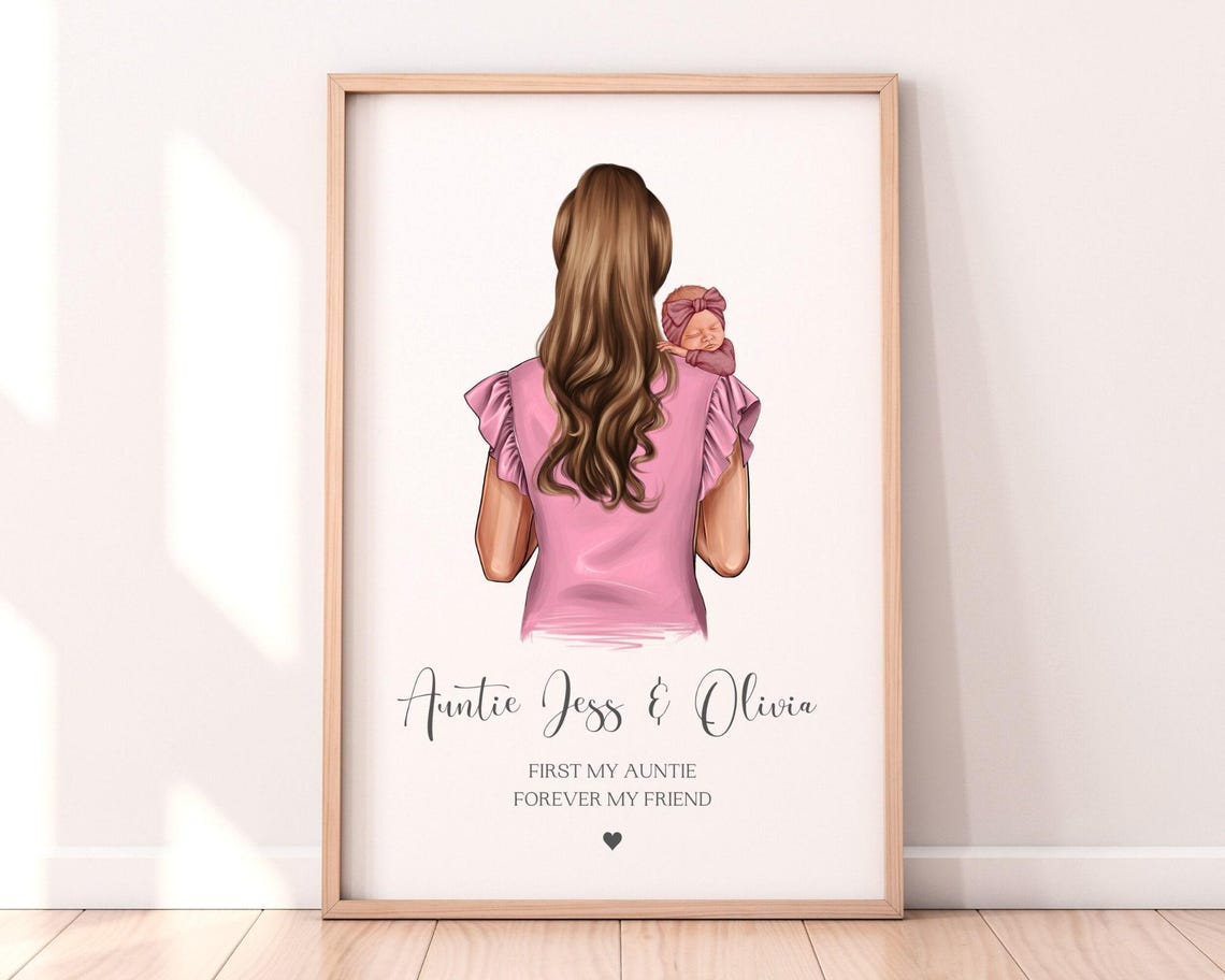 Personalised New Auntie And Newborn Baby First My Auntie Poster