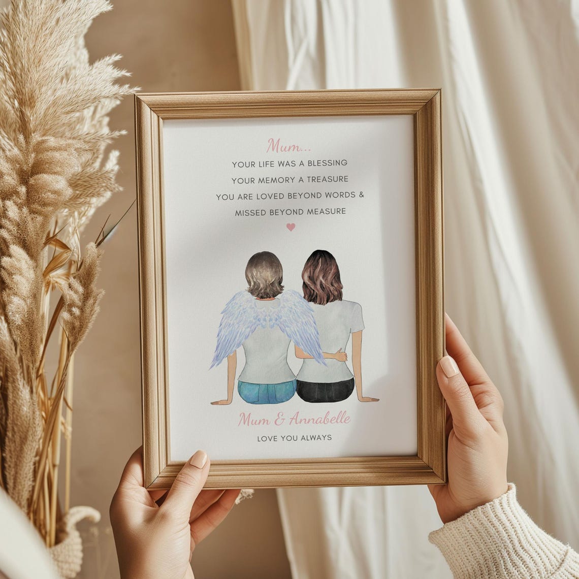 Mum In Heaven Angel Wings Memorial Remembrance Keepsake Poster
