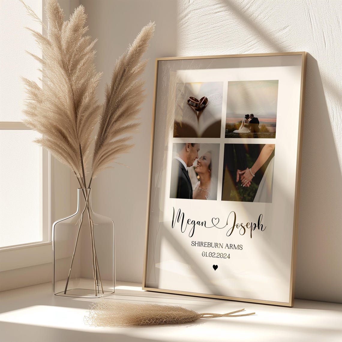 Personalised Wedding Photo Collage Print for Newly Weds Gift