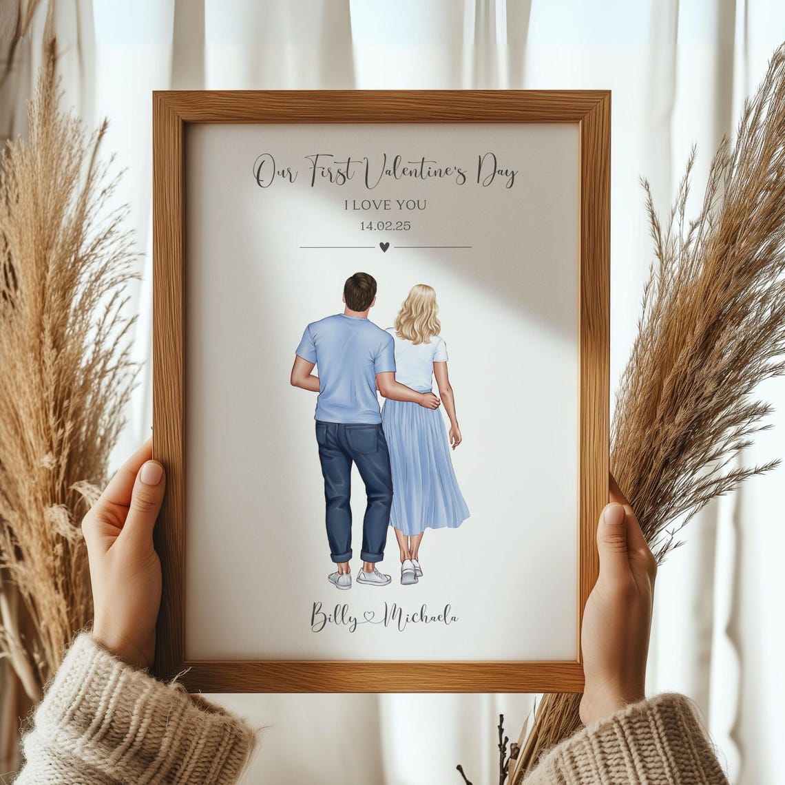 Personalized Our First Valentine's Day Couple Print with Names Date