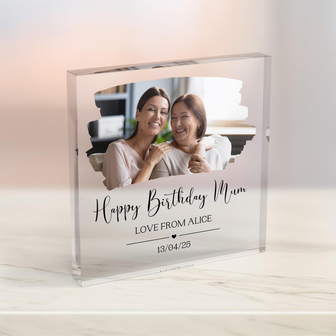 Happy Birthday Mum Photo Keepsake Personalised Acrylic Block Print