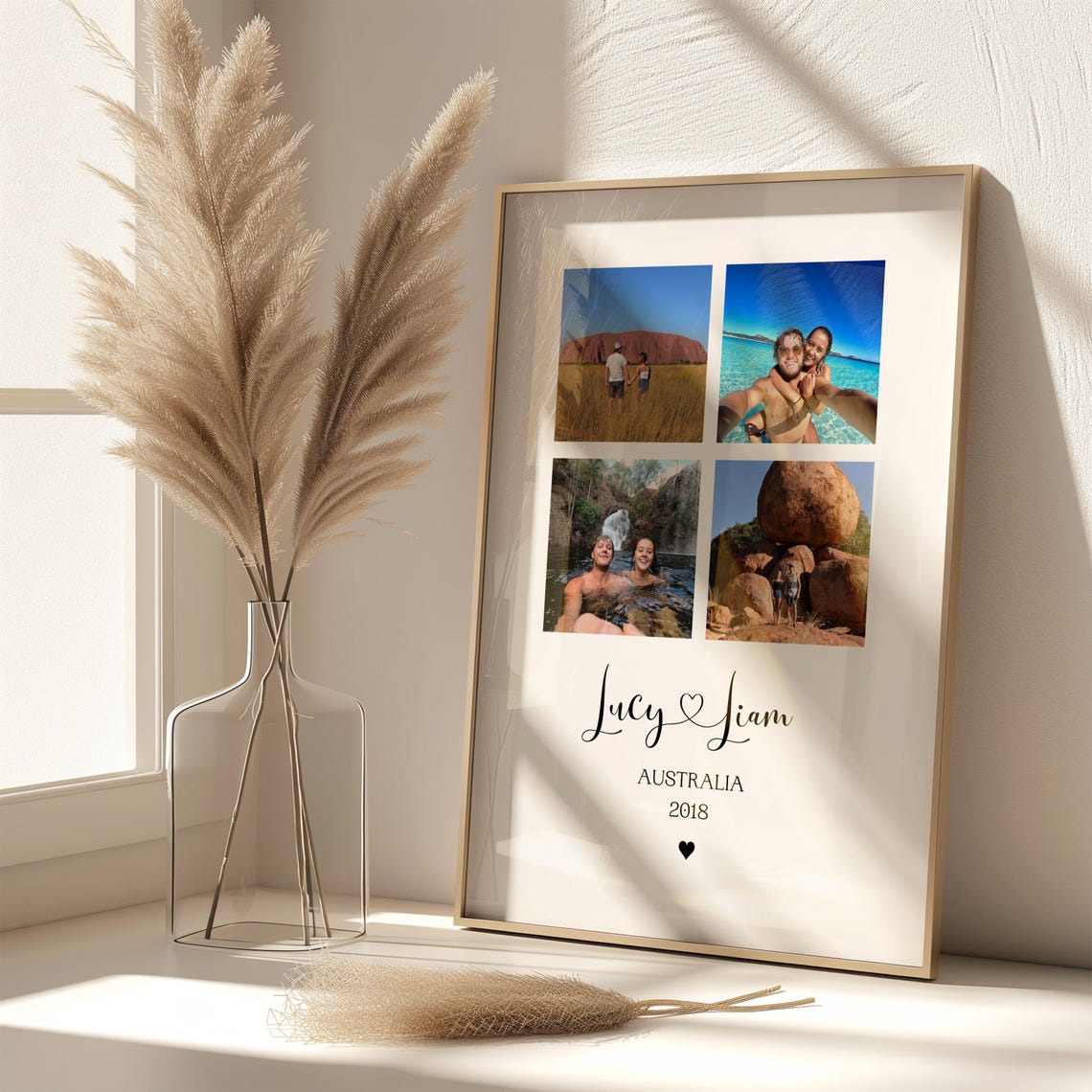 Personalised Australia Travel Photo Collage Couple Framed Print