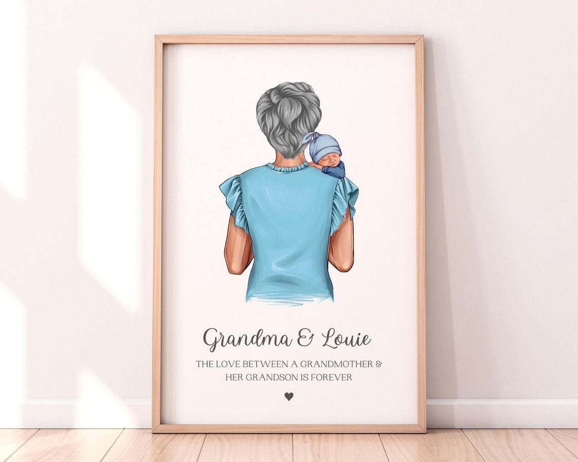 Grandma Gifts Personalised Grandma And Grandson Print New Baby Gifts Mothers Day Gift For New Grandma Birthday Gift For New Grandparent