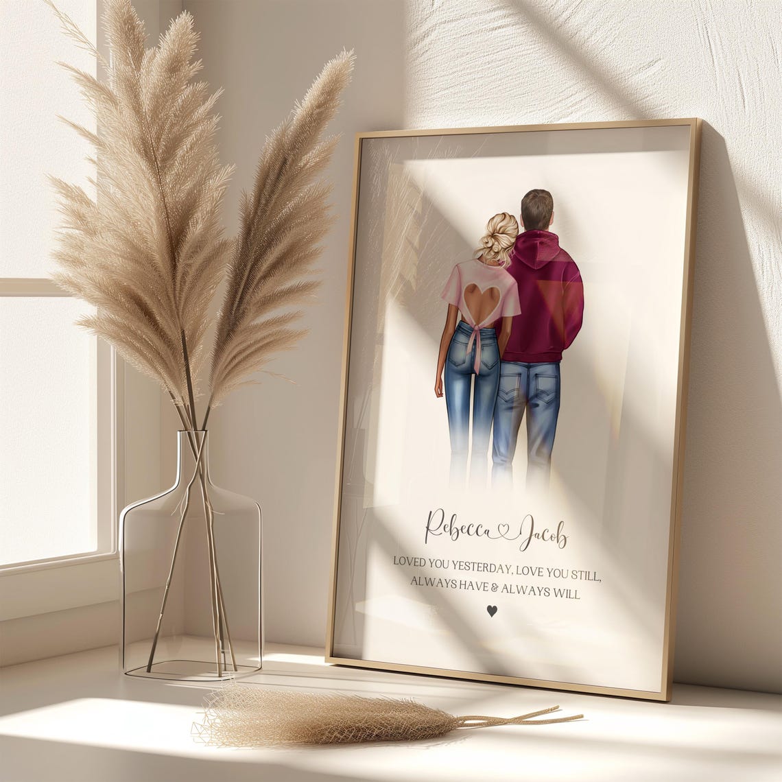 Personalised Loved You Yesterday Love Quote Couple Framed Print