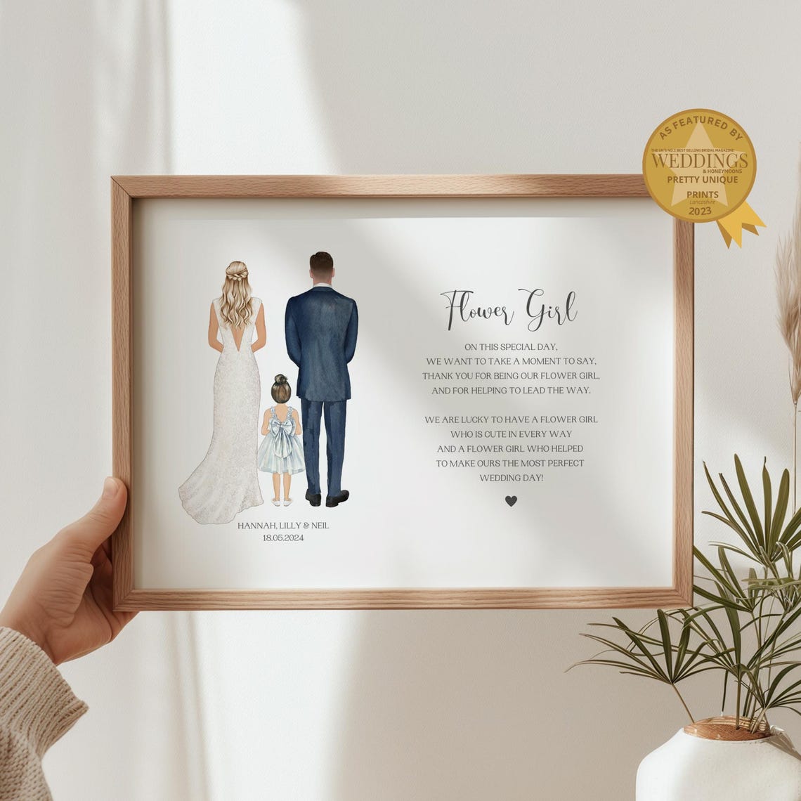Personalized Flower Girl Wedding Day Thank You Poem Print Gift