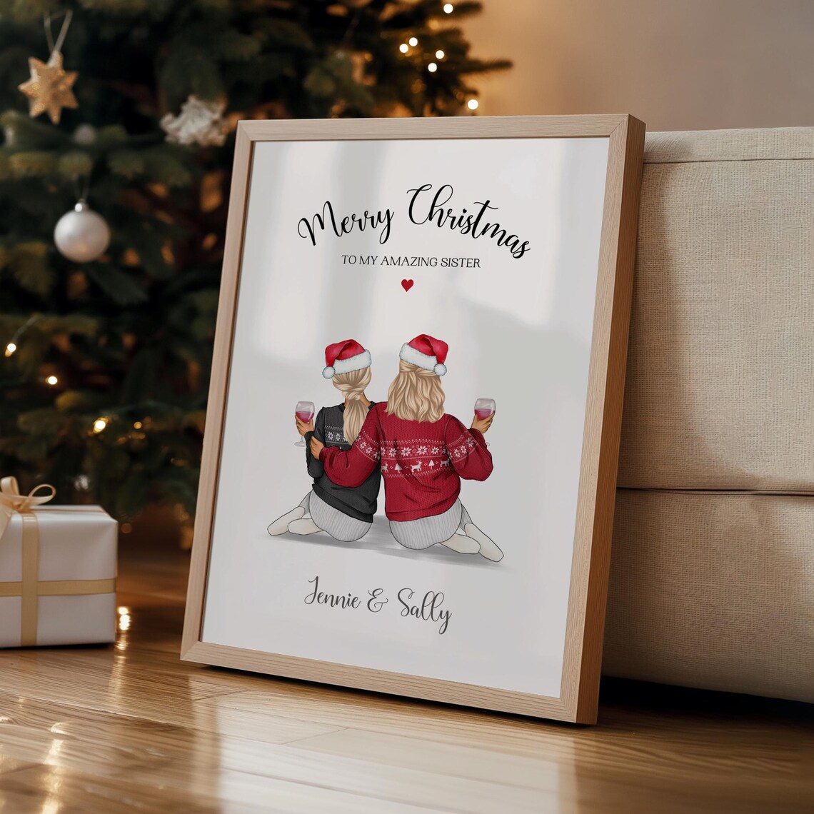 Merry Christmas Amazing Sister Women Wine Christmas Jumpers Poster