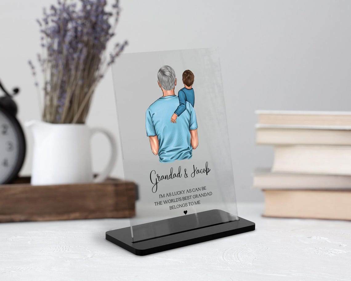 Worlds Best Grandad Personalized Grandfather Grandson Plaque Print
