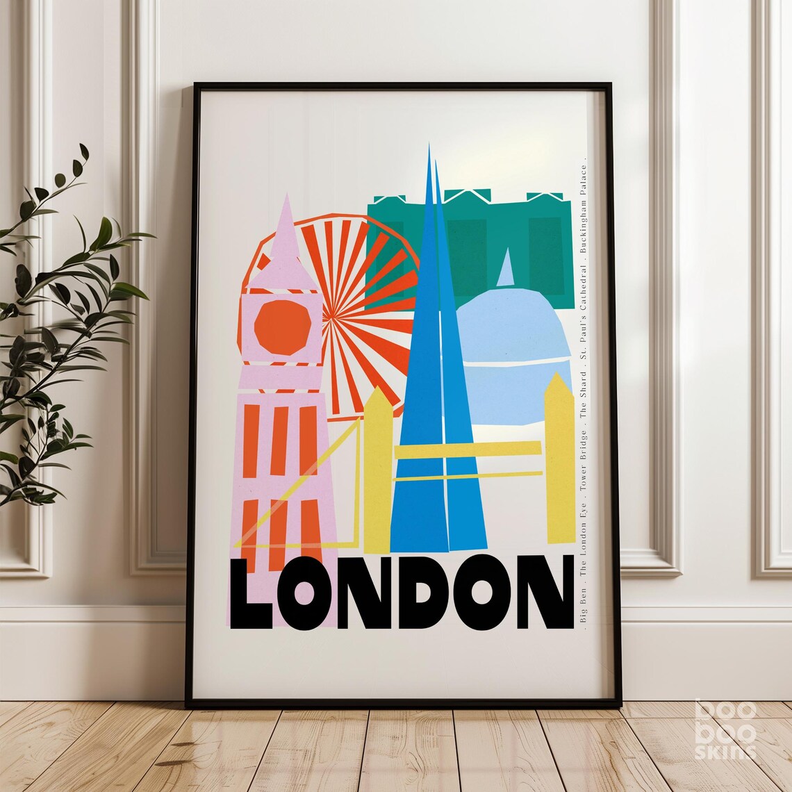 London Abstract Landmarks Big Ben Shard Minimalist Travel Poster