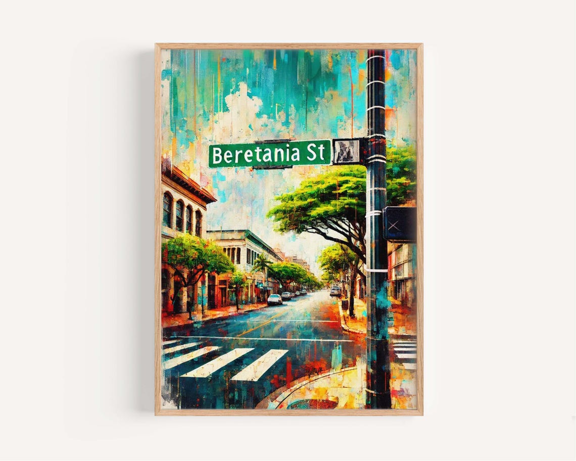 Beretania Street Art Print Honolulu Travel Poster