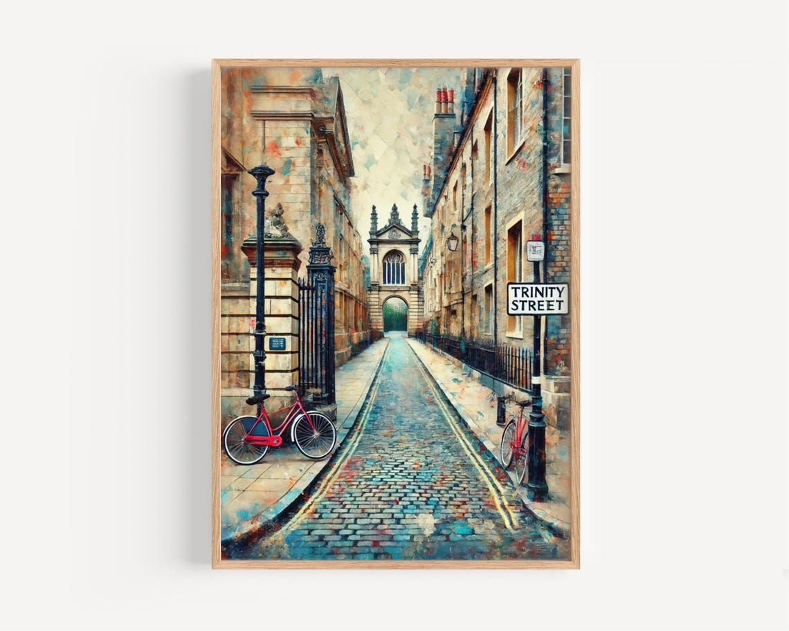 Trinity Street Art Print Cambridge Uk Travel Poster