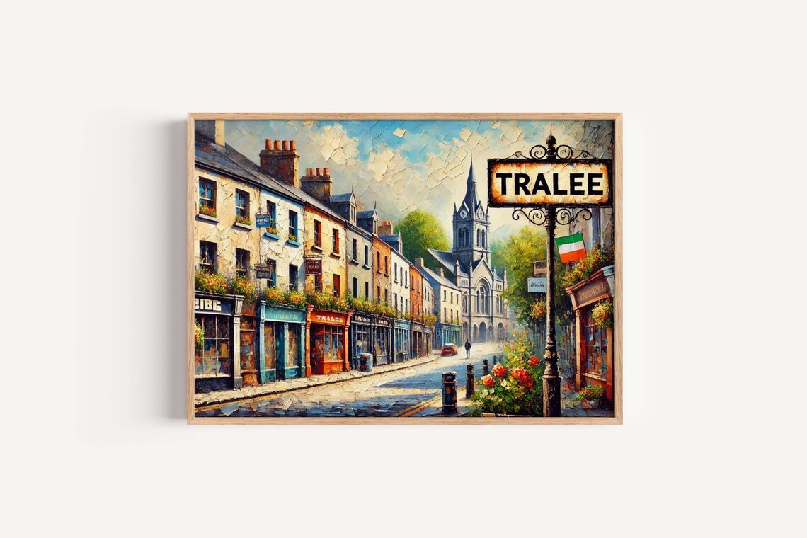 Tralee Ireland Colorful Main Street Impasto Painting Art Poster