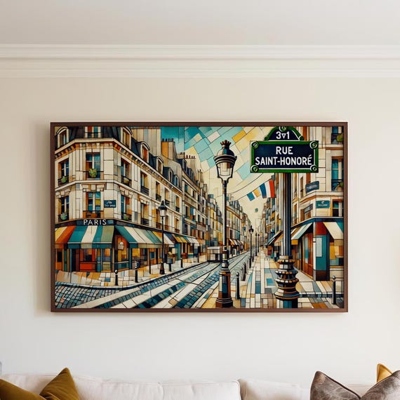 Rue Sainthonor Wall Art Print Paris Travel Poster French Home Decor Housewarming France Illustration