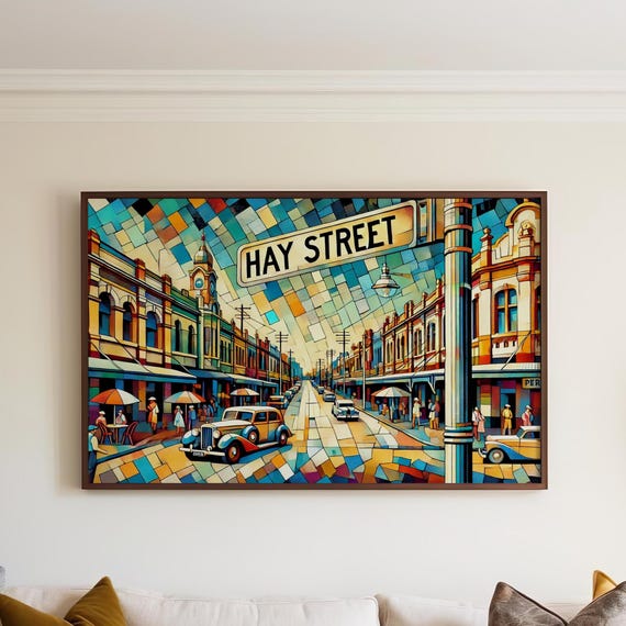 Hay Street Print Perth Wall Art Western Australia Travel Poster Home Decor Housewarming Gift St