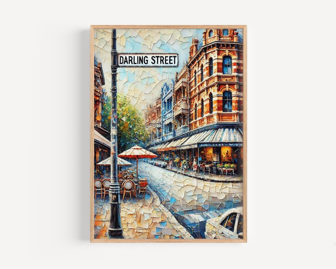 Sydney Darling Street Blue Terrace Cafe Colorful Oil Painting Poster