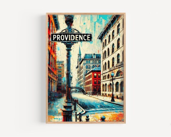 Providence Rhode Island Street Sign Art Poster City Downtown