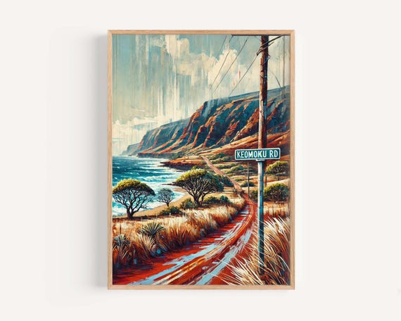 Keomoku Road Lanai Hawaii Art Print Travel Poster