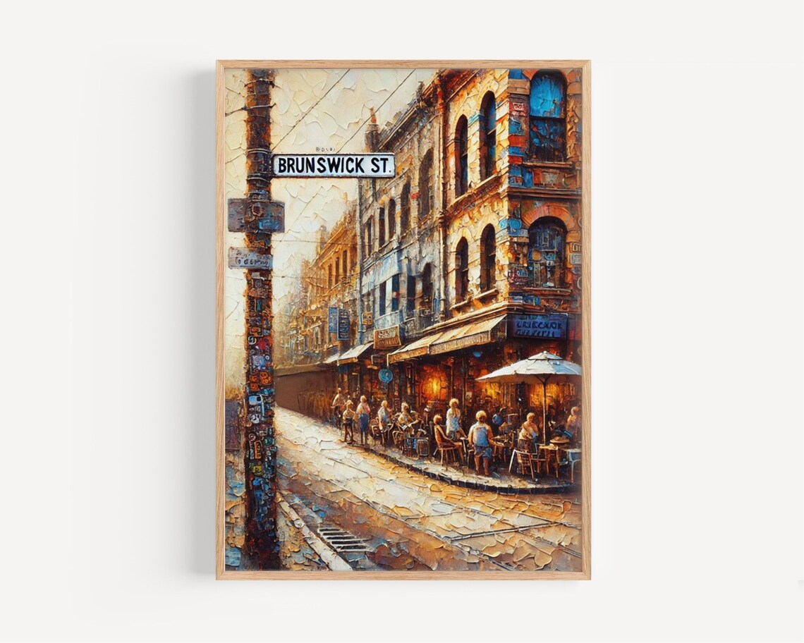 Melbourne Brunswick Street Sunset Cafe Corner Oil Painting Poster
