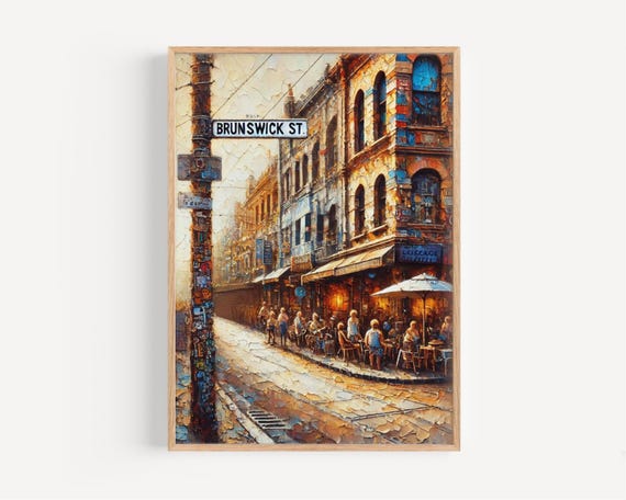 Melbourne Brunswick St Wall Art Print Australian Travel Poster Street Decor Housewarming Gift Unique City Landscape Artwork