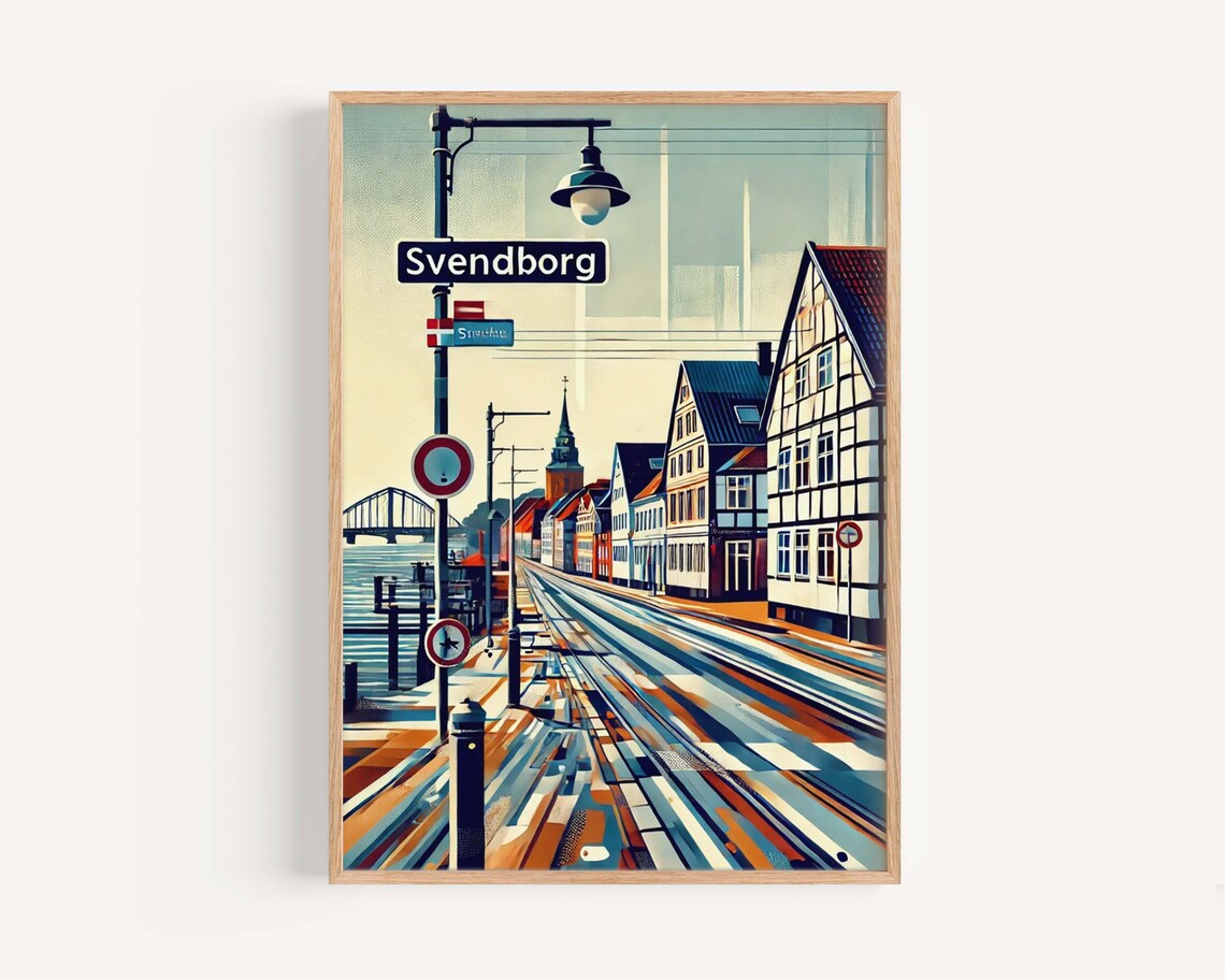Svendborg Denmark Harbor Front Half Timbered Houses Art Poster