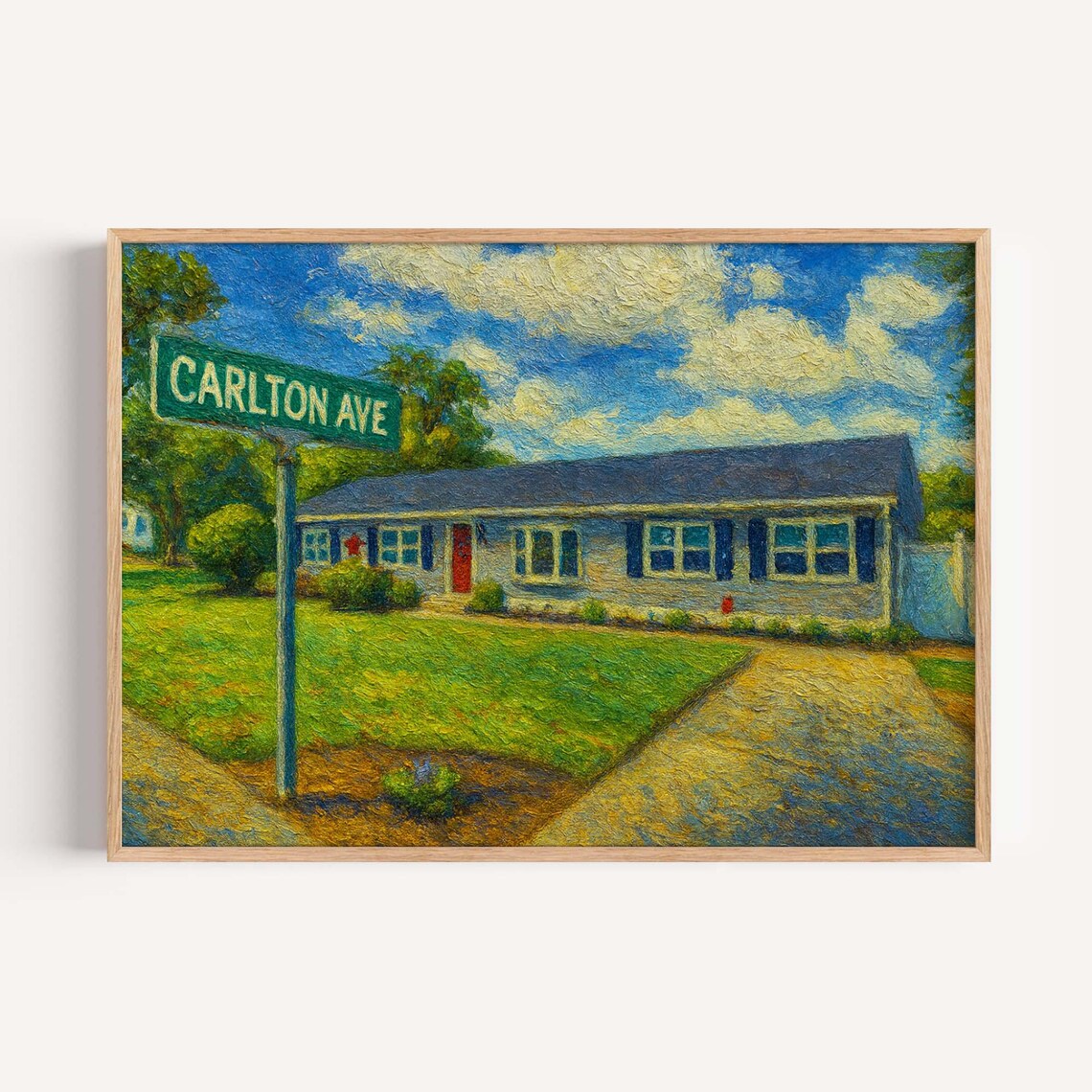Carlton Avenue Suburban Ranch House Vintage Street Sign Art Poster