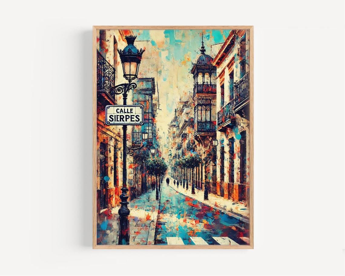 Calle Sierpes Travel Poster, Seville Spain