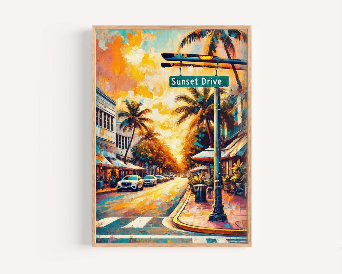 Sunset Drive South Miami Travel Poster