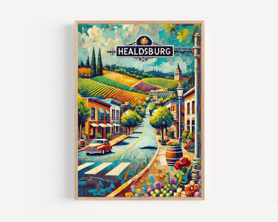 Healdsburg Art Print Vibrant Travel Poster