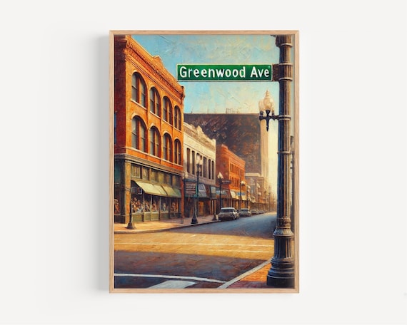 Greenwood Ave Tulsa Historic Brick Street Morning Cityscape Poster