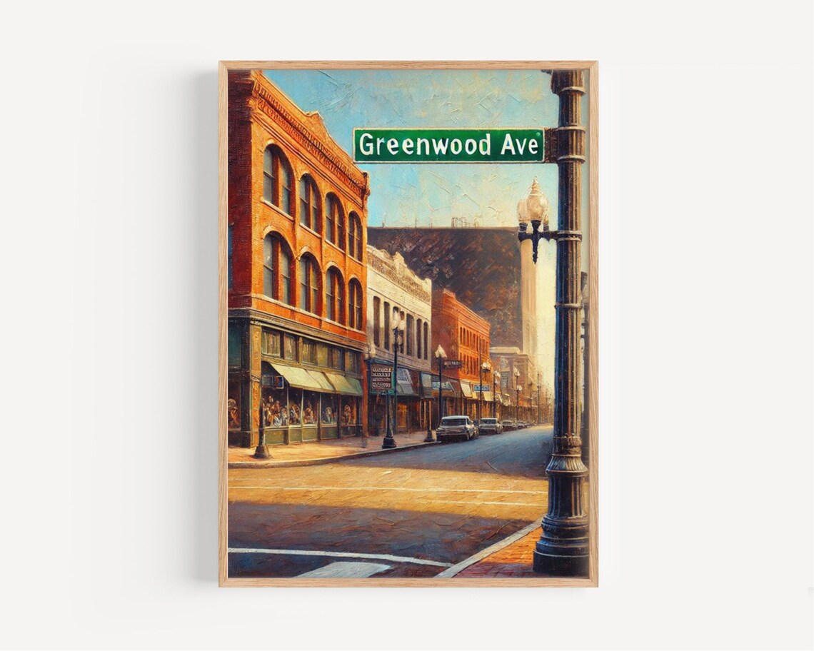 Greenwood Ave Tulsa Historic Brick Street Morning Cityscape Poster