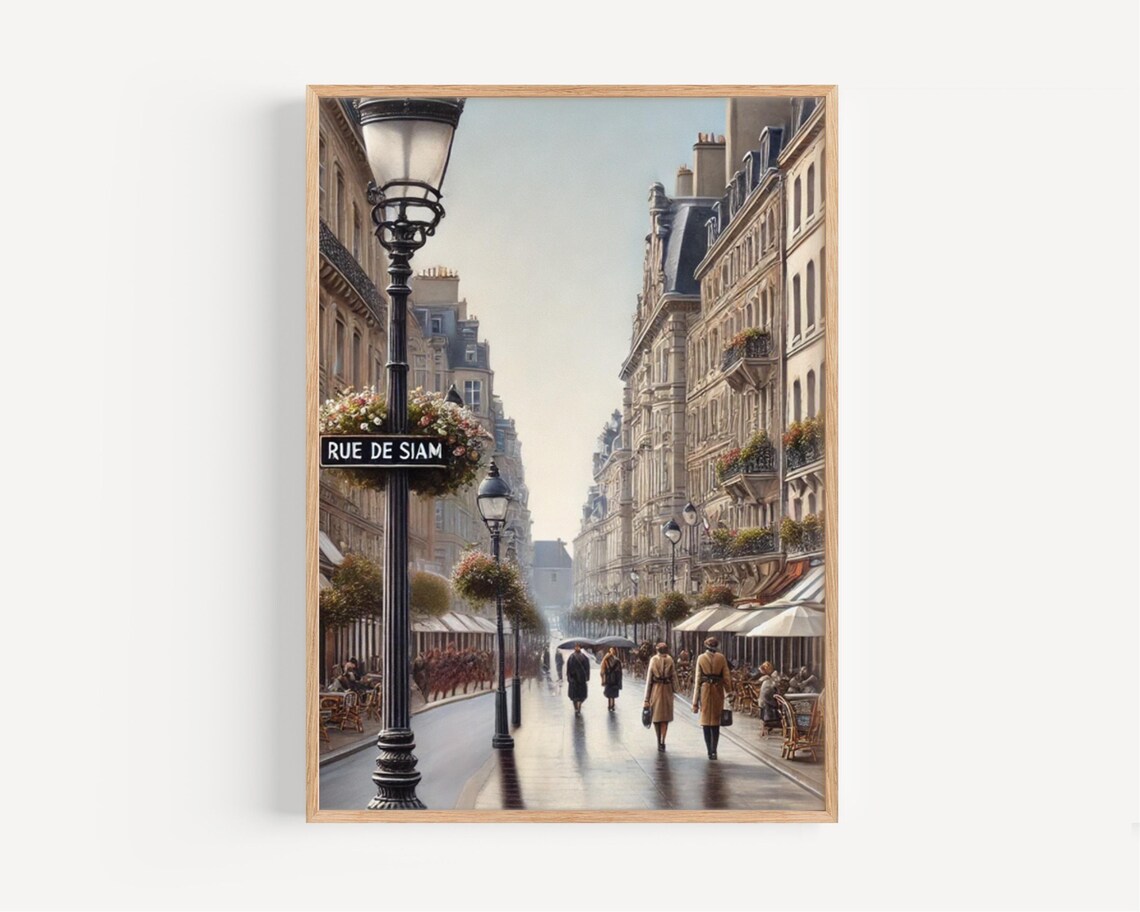 Rue De Siam Brest France Vintage Street Scene Lamp Posts Poster